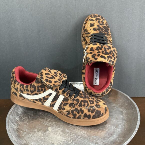 Streetwear Edgy Steve Madden Women Madrid Leopard Sneaker Size 7.5 Bujee Glam - Picture 12 of 16
